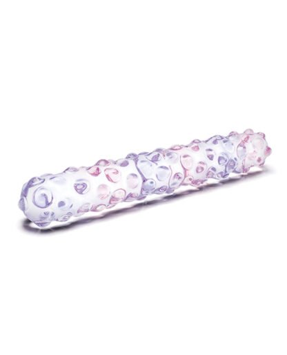 Glas Purple Rose Glass Nubby Dildo 9in – Clear/Pink