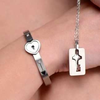 Cuffed Locking Bracelet and Key Necklace Dom/Sub