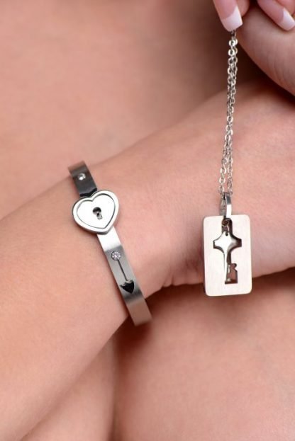 Cuffed Locking Bracelet and Key Necklace Dom/Sub