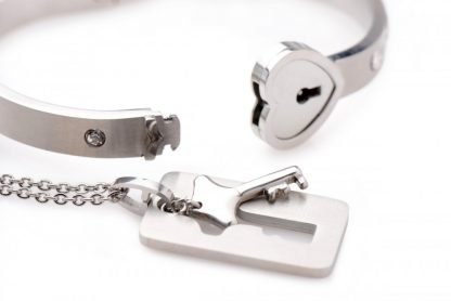 Cuffed Locking Bracelet and Key Necklace Dom/Sub Cuffed Locking Bracelet