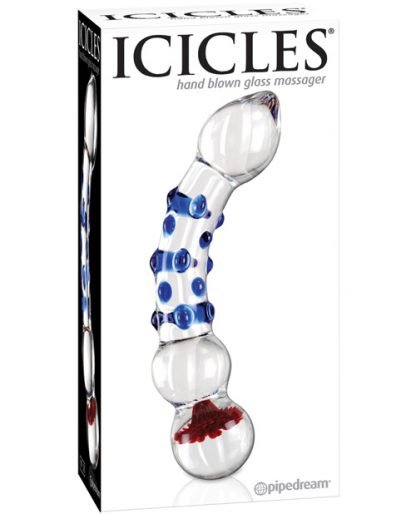 Icicles No. 18 Hand Blown Glass Dildo - Blue Knobs