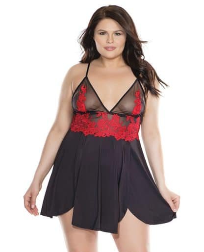 Queen Size black red Babydoll